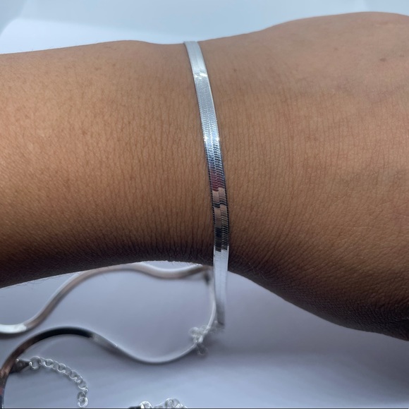 Sterling Silver Magic Herringbone Anklet - Picture 8 of 8